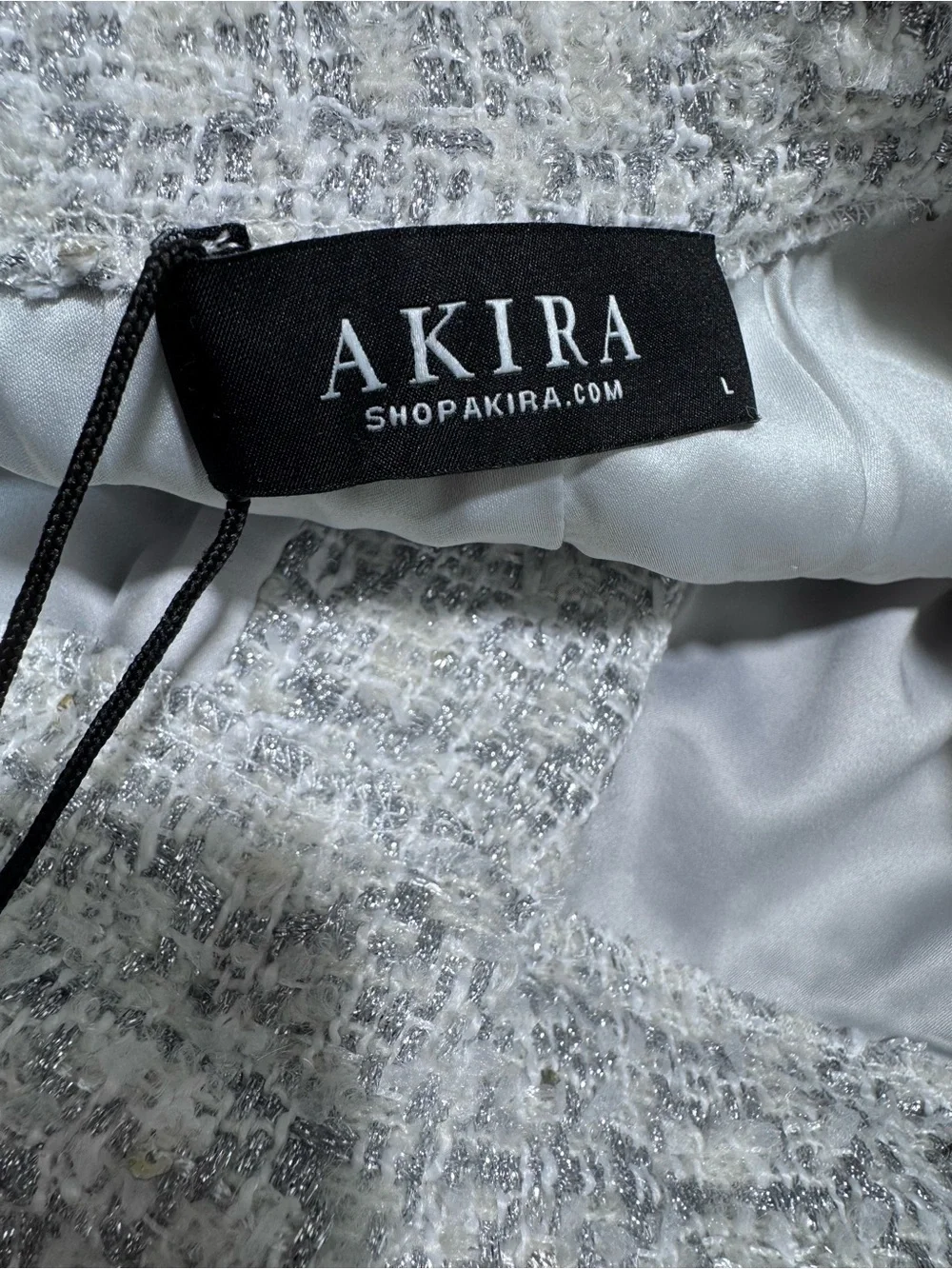 AKIRA Womens L Tweed Ruffle Shorts Metallic Sequin Multicolor High Waist NWT